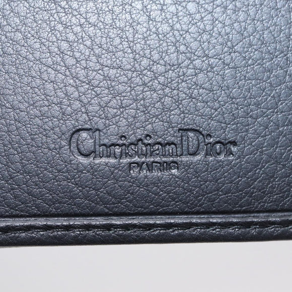 Christian Dior Bifold Wallet Leather Black Silver Auth am13180V
