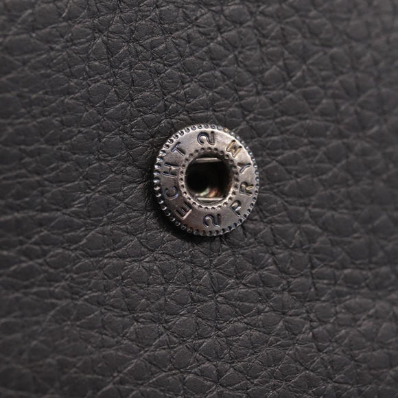 Christian Dior Bifold Wallet Leather Black Silver Auth am13180V