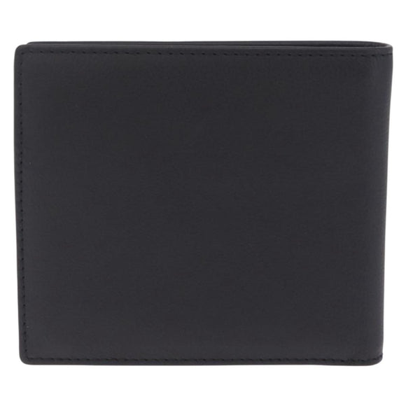 Christian Dior Bifold Wallet Leather Black Silver Auth am13180V