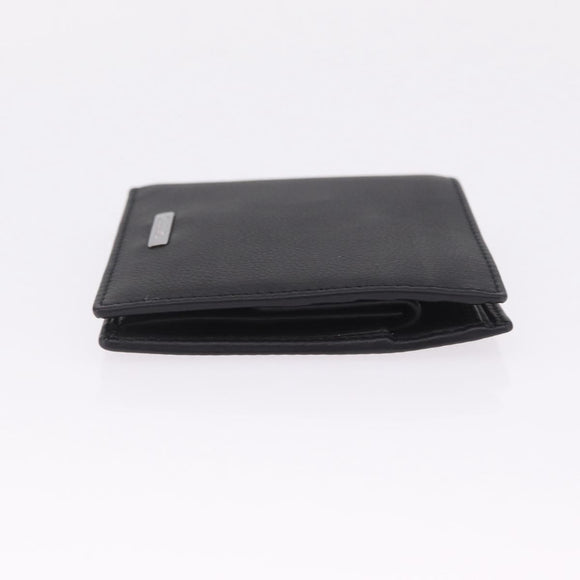 Christian Dior Bifold Wallet Leather Black Silver Auth am13180V