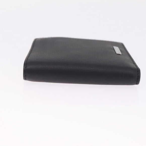 Christian Dior Bifold Wallet Leather Black Silver Auth am13180V