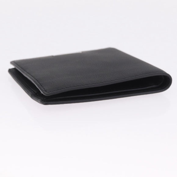 Christian Dior Bifold Wallet Leather Black Silver Auth am13180V