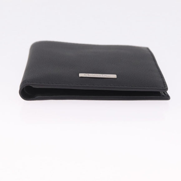 Christian Dior Bifold Wallet Leather Black Silver Auth am13180V