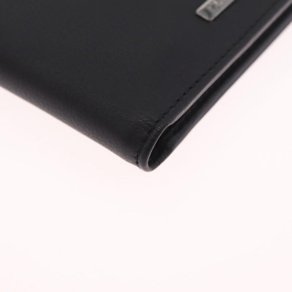 Christian Dior Bifold Wallet Leather Black Silver Auth am13180V