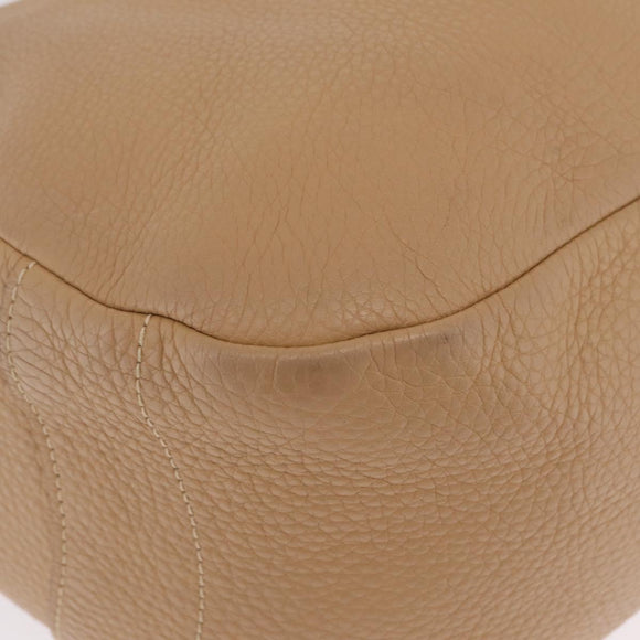 PRADA Shoulder Bag Leather Beige Silver Auth am13182V