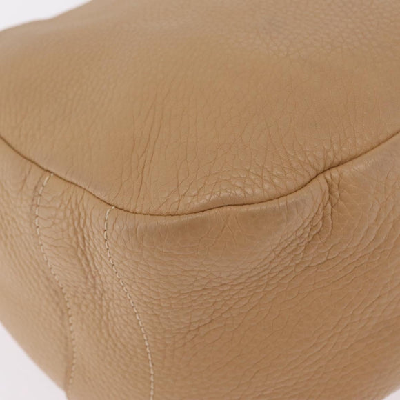 PRADA Shoulder Bag Leather Beige Silver Auth am13182V