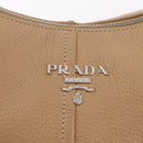 PRADA Shoulder Bag Leather Beige Silver Auth am13182V-16