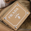 PRADA Shoulder Bag Leather Beige Silver Auth am13182V-18