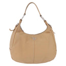 PRADA Shoulder Bag Leather Beige Silver Auth am13182V-2