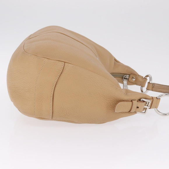 PRADA Shoulder Bag Leather Beige Silver Auth am13182V