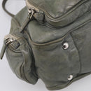 PRADA Mini Boston Bag Boston Bag Leather Khaki Silver Auth am13191V-11