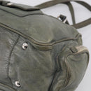 PRADA Mini Boston Bag Boston Bag Leather Khaki Silver Auth am13191V-12
