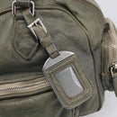 PRADA Mini Boston Bag Boston Bag Leather Khaki Silver Auth am13191V-14
