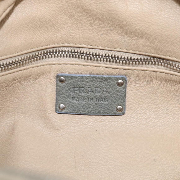 PRADA Mini Boston Bag Boston Bag Leather Khaki Silver Auth am13191V