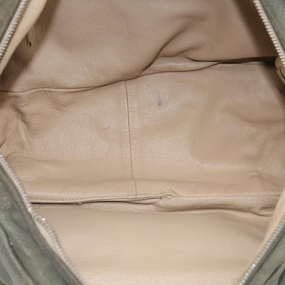 PRADA Mini Boston Bag Boston Bag Leather Khaki Silver Auth am13191V
