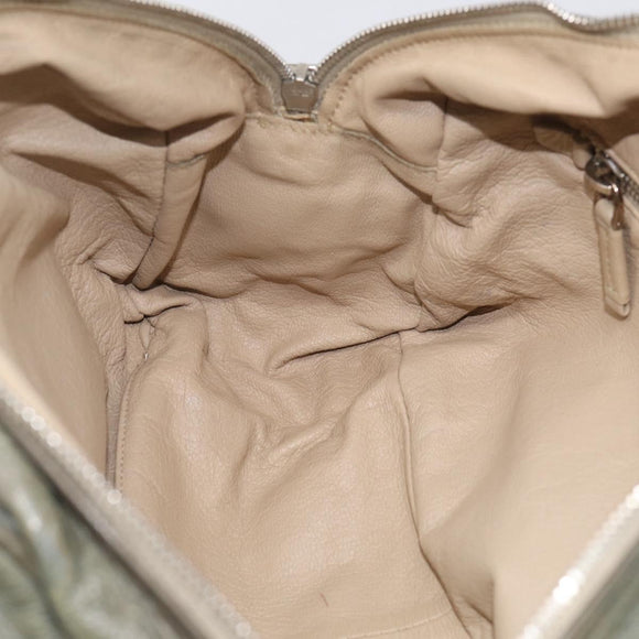 PRADA Mini Boston Bag Boston Bag Leather Khaki Silver Auth am13191V