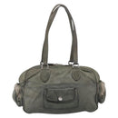 PRADA Mini Boston Bag Boston Bag Leather Khaki Silver Auth am13191V-3