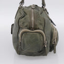 PRADA Mini Boston Bag Boston Bag Leather Khaki Silver Auth am13191V-4