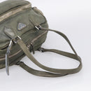 PRADA Mini Boston Bag Boston Bag Leather Khaki Silver Auth am13191V-7