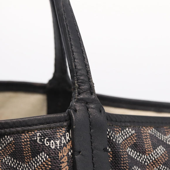 Goyard Herringbone Saint Louis PM Tote Bag PVC Black Silver Auth am13193A