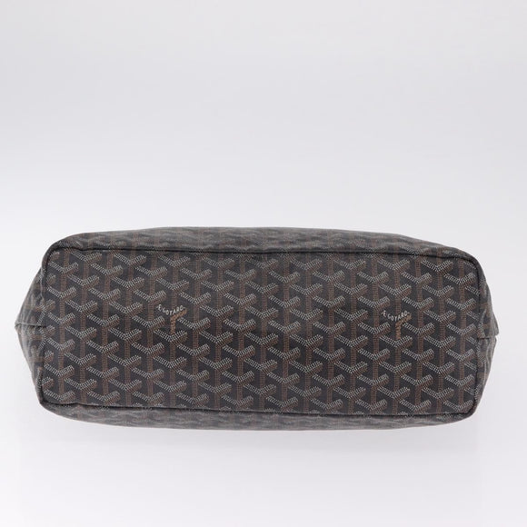 Goyard Herringbone Saint Louis PM Tote Bag PVC Black Silver Auth am13193A