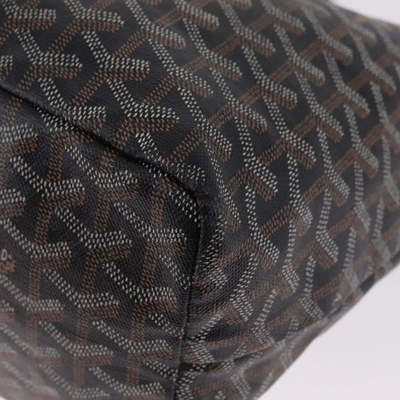 Goyard Herringbone Saint Louis PM Tote Bag PVC Black Silver Auth am13193A