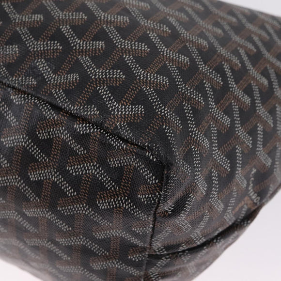 Goyard Herringbone Saint Louis PM Tote Bag PVC Black Silver Auth am13193A