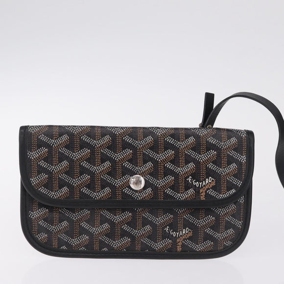 Goyard Herringbone Saint Louis PM Tote Bag PVC Black Silver Auth am13193A