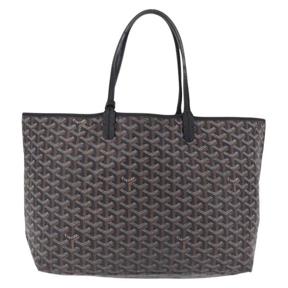Goyard Herringbone Saint Louis PM Tote Bag PVC Black Silver Auth am13193A