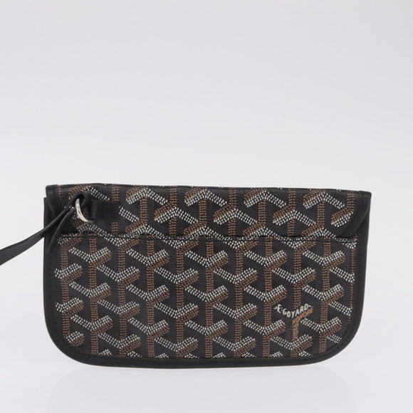 Goyard Herringbone Saint Louis PM Tote Bag PVC Black Silver Auth am13193A