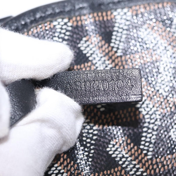 Goyard Herringbone Saint Louis PM Tote Bag PVC Black Silver Auth am13193A