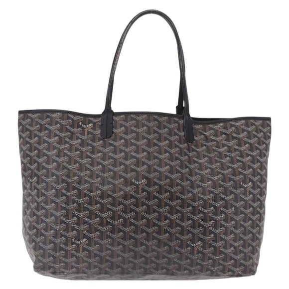 Goyard Herringbone Saint Louis PM Tote Bag PVC Black Silver Auth am13193A