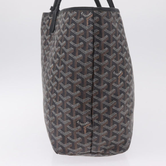 Goyard Herringbone Saint Louis PM Tote Bag PVC Black Silver Auth am13193A