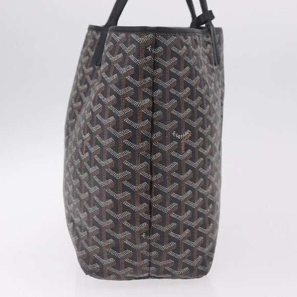 Goyard Herringbone Saint Louis PM Tote Bag PVC Black Silver Auth am13193A