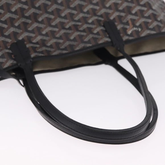 Goyard Herringbone Saint Louis PM Tote Bag PVC Black Silver Auth am13193A