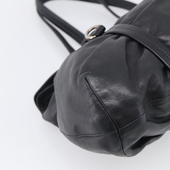 PRADA Shoulder Bag Leather Black Silver Auth am13197V