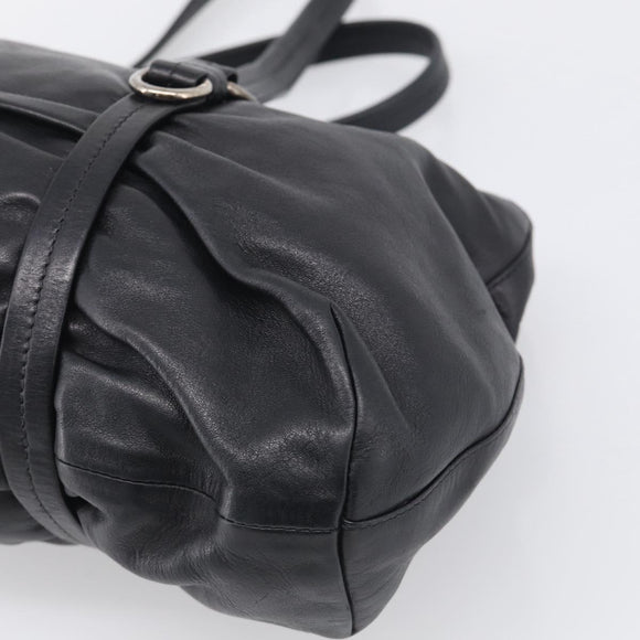PRADA Shoulder Bag Leather Black Silver Auth am13197V