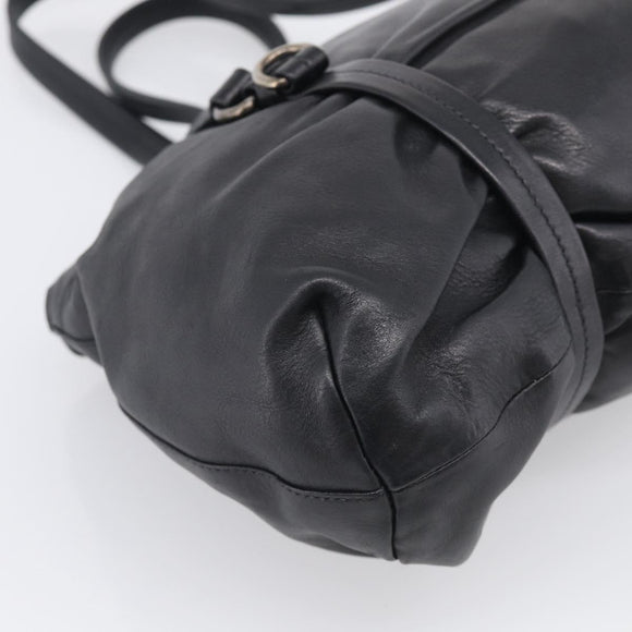PRADA Shoulder Bag Leather Black Silver Auth am13197V