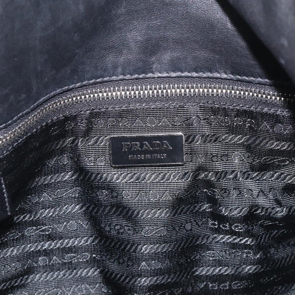 PRADA Shoulder Bag Leather Black Silver Auth am13197V