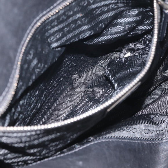 PRADA Shoulder Bag Leather Black Silver Auth am13197V