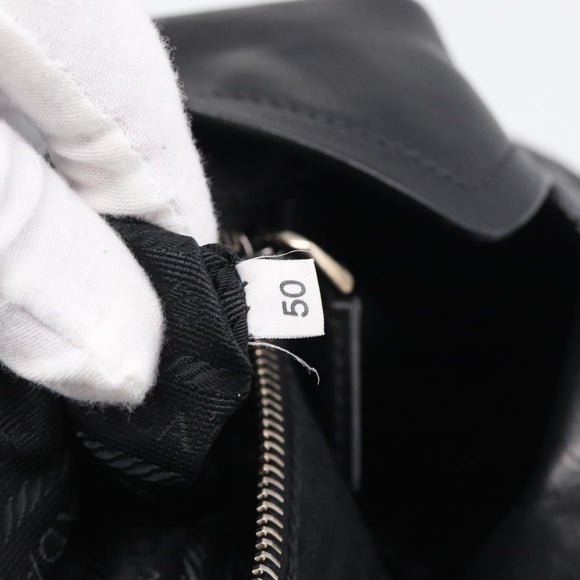 PRADA Shoulder Bag Leather Black Silver Auth am13197V