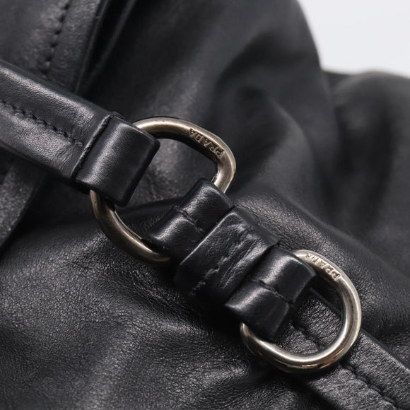 PRADA Shoulder Bag Leather Black Silver Auth am13197V