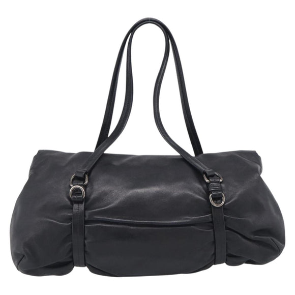 PRADA Shoulder Bag Leather Black Silver Auth am13197V