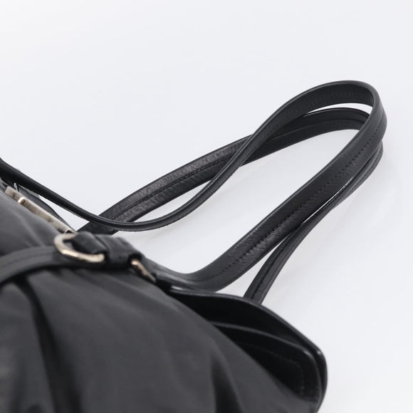 PRADA Shoulder Bag Leather Black Silver Auth am13197V