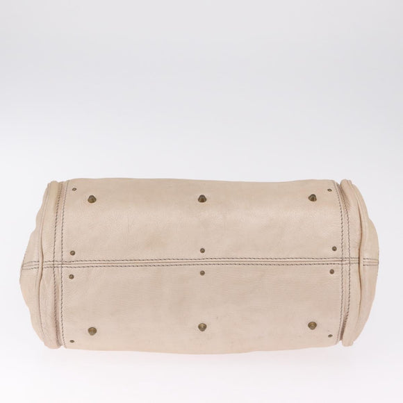 Chloe Paddington Hand Bag Leather Beige Gold Silver Auth am13198V