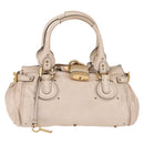 Chloe Paddington Hand Bag Leather Beige Gold Silver Auth am13198V-2