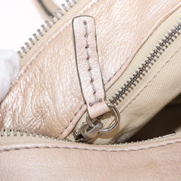 Chloe Paddington Hand Bag Leather Beige Gold Silver Auth am13198V