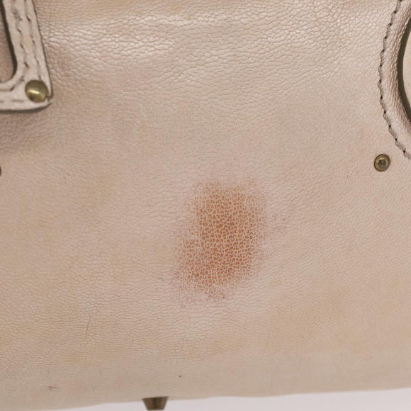 Chloe Paddington Hand Bag Leather Beige Gold Silver Auth am13198V