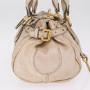 Chloe Paddington Hand Bag Leather Beige Gold Silver Auth am13198V-6