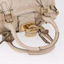 Chloe Paddington Hand Bag Leather Beige Gold Silver Auth am13198V-8